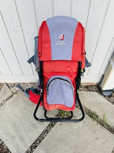 Deuter Kid Comfort Child Carrier & Backpack for Travel & Hiking Red Grey - Picture 1 of 11