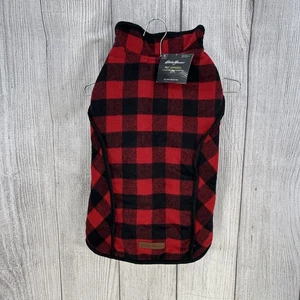 Abrigo Eddie Bauer Perro XL Buffalo Cuadros Negro/Rojo Chaqueta Forrada de Vellón 65-95 lb - Imagen 1 de 9