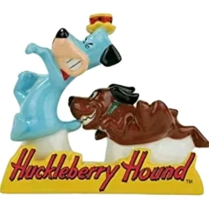 Westland Huckleberry Hound & Dog S&P Ceramic Magnetic Shakers Blue Brown Yellow - Picture 1 of 4