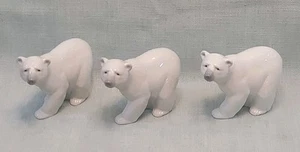 Set Of Three Vintage Old, Lladro Polar Bear Figurine lot Made in Spain 1207 & ?? - Picture 1 of 22