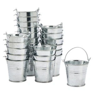 24 Pcs 2 Inch Mini Metal Buckets w/ Handles Tiny Candy Tin Pails for Party Favor - Picture 1 of 9