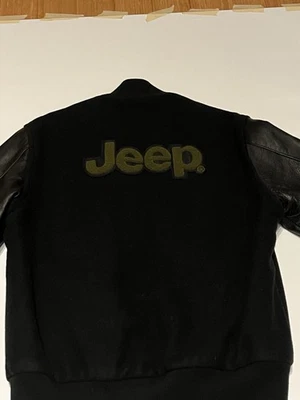 Vintage Jeep Varsity Jacket Holloway Brand Green and Black Wool Leather Medium - Image 1 of 4