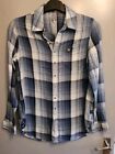 G Star Raw Womens Small Blue Checked Long Sleeve Shirt Great Condition