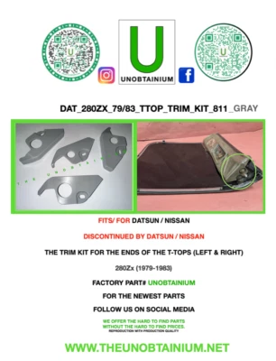 JUEGO DE MOLDURAS DE EXTREMO SUPERIOR PARA DATSUN / NISSAN 280ZX (1979-1983) T Foto 1 de 2