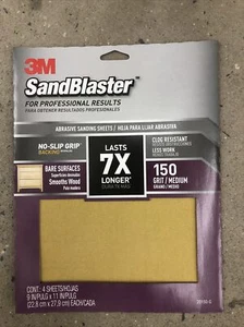3M  SandBlaster  11 in. L x 9 in. W 150 Grit Medium Sandpaper 4 Sanding Sheets - Picture 1 of 5