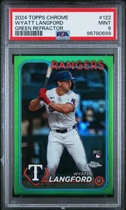 #122 Wyatt Langford 2024 Topps Chrome 9 MT sports Green Refractor - Picture 1 of 2