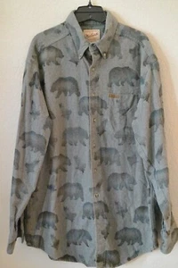 Vintage Woolrich Hemd Herren Flanell Chamois All Over Bear Print Größe LARGE Outdoor - Bild 1 von 6