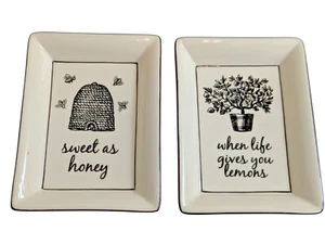 Colonial Williamsburg Andrea by Sadek 2 Porcelain Trinket Dish Honey Lemon Set - Picture 1 of 8