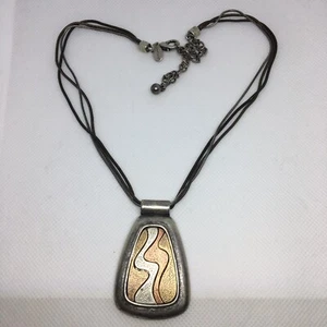 Chicos Necklace Multi Strand Mixed Metal Silver Gold Bronze Copper Toned Pendant - Picture 1 of 7