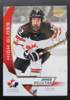 2019 Upper Deck Team Canada Juniors Jakob Pelletier High Gloss 12/25 #3 Flames - Image 1 of 2