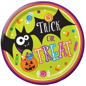 Gone Batty Vampire Bat Pumpkin Carnival Halloween Party 9" Paper Dinner Plates - Picture 1 of 1