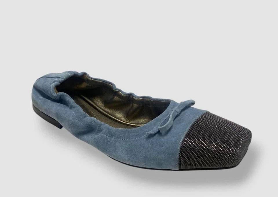 Zapatos planos de ballet Brunello Cucinelli para mujer azules Monili cuentas gamuza talla 40 Foto 1 de 4