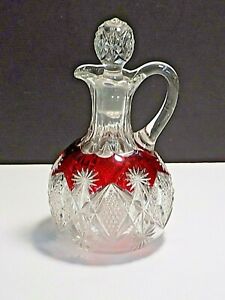 Antique EAPG Crystal Ruby Stained 6-1/4" Cruet w/ Stopper