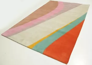 Modern Dynamic Pink Hand-Tufted 100% Wool Soft Area Rug Carpet For Living Room - Picture 1 of 8