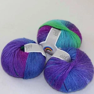 Hot 3Balls*50g Soft Cashmere Wool Rainbow Wrap Shawl DIY Hand Knitwear Yarn 09 - Picture 1 of 24