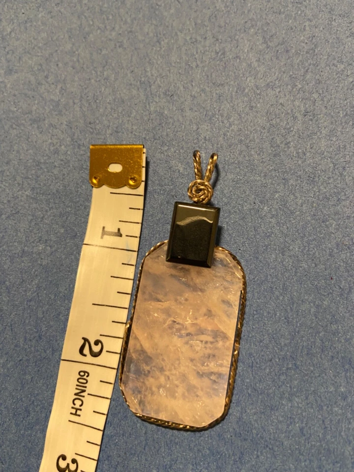 Large Artist designed Original Pendant Rose Quartz and Hematite Sterling