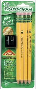 Ticonderoga My First Pre-Sharpened Wooden Pencil 1.3mm #2 Medium Lead 4/Pc - Picture 1 of 8