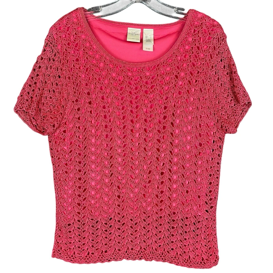 Emma James кружева с подкладкой верхний женщин L розовый короткий рукав блузка футболка - Изображение 1 из 4