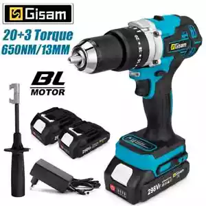 Trapano avvitatore elettrico potente mandrino 13mm brushless batteria martello a percussione - Foto 1 di 19