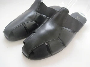 Sandali vintage in pelle nera scarpe slip-on misura dalla 9,5 alla 10 nuovi - Foto 1 di 12