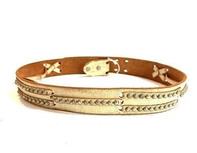 Autêntico JOED- 100% Couro Cravejado Off-White, Bege Marfim Creme Cinto 2 Furos M - Imagem 1 de 4