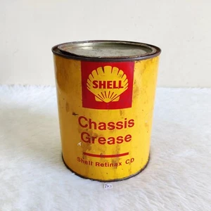 1940s Vintage Shell Chassis Grease Advertising Yellow Color Tin Box Rare T73 - Picture 1 of 7