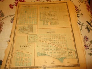 ONAWA, SIOUX RAPIDS, NEWELL, STORM LAKE  IOWA MAP  CA 1870-80, - Picture 1 of 1
