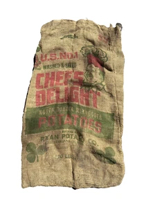 Chef's Delight Potatoes Burlap Bag Advertising 100 Lb North Dakota Minnesota - Picture 1 of 6