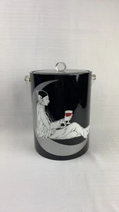 Vintage Ice Bucket Lady Jester Lucite Handle Mime Art Mid Century Modern Black - Picture 1 of 11