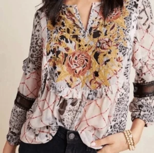 Anthropologie Mathilda Boho Bauern Top Bluse Gr.XS 100% Viskose - Bild 1 von 8