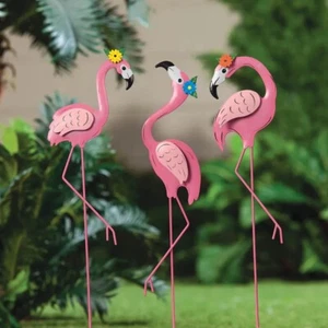 Set of 6 Pretty In Pink Flamingo Garden Stakes Outdoor Yard Lawn Art Party Decor - Picture 1 of 8