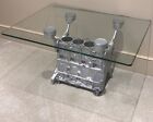 Industrial Art Man Cave Car Engine Coffee Table Glass Top