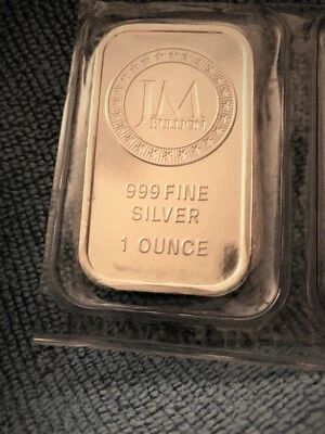 Barra de plata JM Bullion 1 oz 999 alto brillo en plástico original Foto 1 de 2