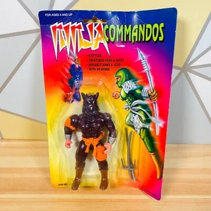 Figura de acción de colección Ninja Commandos Wolf Knock Off Bootleg cardada años 80 KO - Imagen 1 de 9