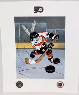Looney Tunes Flyers Warner Bros Bugs Bunny He Shoots, He Scores Toon Art Litho  Foto 1 de 3