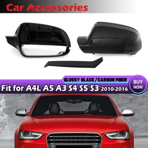 Glossy Black Rear View Mirror Cap w/Lane Assist for Audi B8.5 A3 8P A4 A5 S5 RS3 - Picture 1 of 12