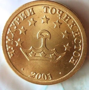 2001 TAJIKISTAN 5 DIRAM - AU/UNC - Super Hard to Get - FREE SHIPPING - BIN #JJJ - Picture 1 of 2