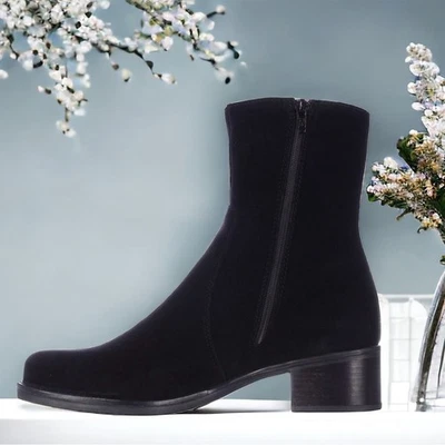 C La Canadienne Perla Negro Gamuza Genuina Cuero Impermeable Botines Talla 9 - Imagen 1 de 4