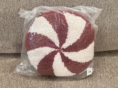 NUEVO Pottery Barn Acogedor Peluche Imitación Piel Menta Caramelo Almohada Rojo/Marfil Navidad Foto 1 de 4