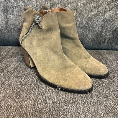 Ivanka Trump Tarissa Botín de Gamuza Tacón para Mujer Bronceado Asimétrico Cremallera Elegante Elegante Foto 1 de 4