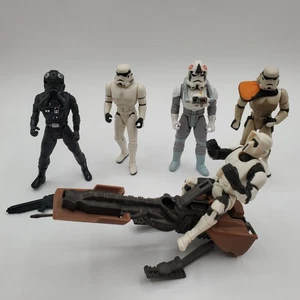 Vintage 90's Star Wars 3.75 Lot TIE Pilot AT-AT Driver Sandtrooper Scout Speeder - Picture 1 of 12