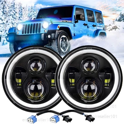 DOT 对 7 英寸 LED 车头灯投影仪 Hi&Lo 灯适用于吉普牧马人 JK TJ LJ — 第 1/4 张图片