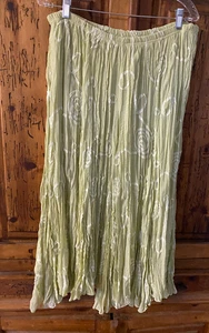 Rafael Woman, crinkle embroidered yellow chartruese broomstick skirt - 1X - Picture 1 of 10