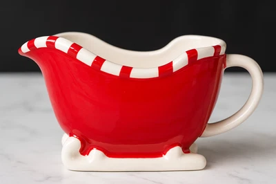 Santa's Sleigh LARGE Gravy Boat Red/White Microwave/Dishwasher Safe