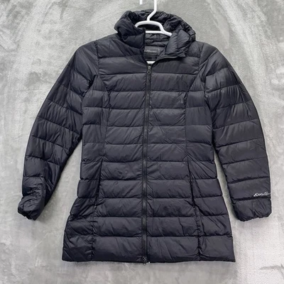 Eddie Bauer Chaqueta Mujer Pequeña EB 650 Plumón Parka Con Capucha Abrigo Largo Chaleco Abombado Foto 1 de 4