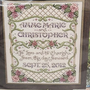 Kit de punto de cruz Bucilla To Love and To Cherish WM40777 muestra de boda 8x10 - Imagen 1 de 6