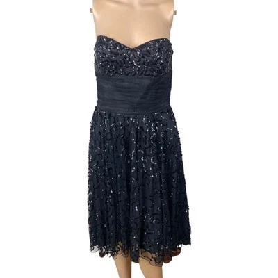 Vtg Y2K Betsey Johnson Black Sequin Strapless Corset Party Dress SZ 8 - Image 1 of 4