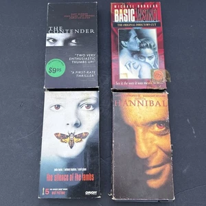 Lot of 4 VHS Movies Thriller Drama Silence of the Lambs Hannibal Basic Instinct - Picture 1 of 14