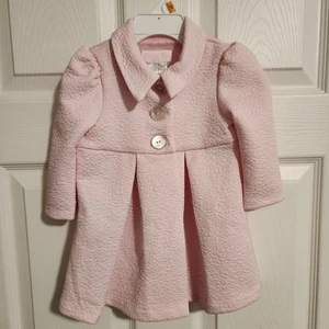 Baby Bonnie Baby Pink Dress Coat NWT size 12 months, Buttons pleats, long - Picture 1 of 7