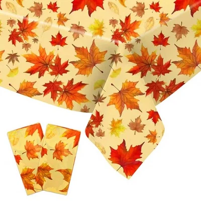 Thanksgiving Tablecloth Plastic, Fall Tablecloth, 2 Pack Disposable Table Clo... - Image 1 of 4